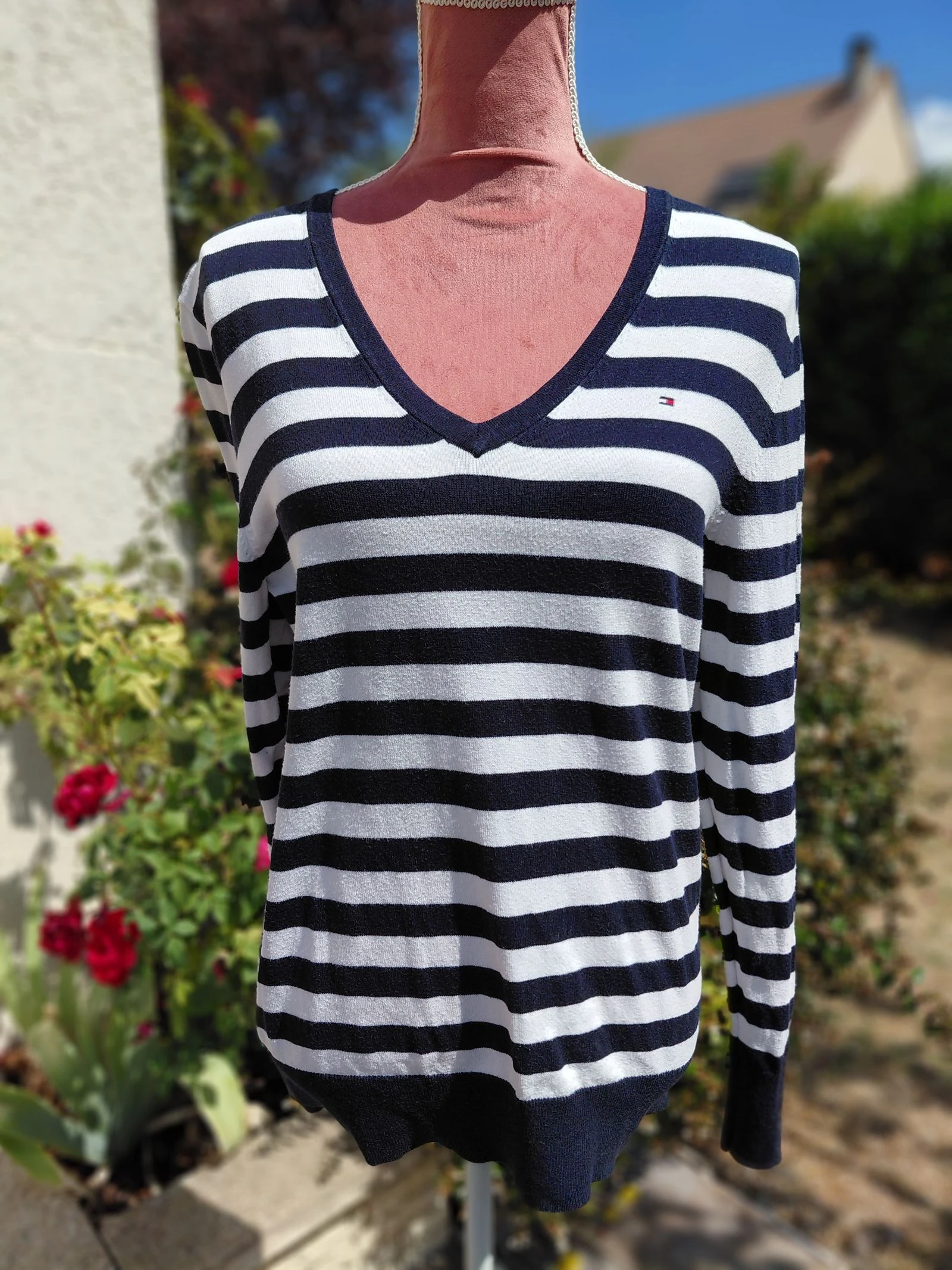 Pull marin rayé Tommy Hilfiger - Taille L